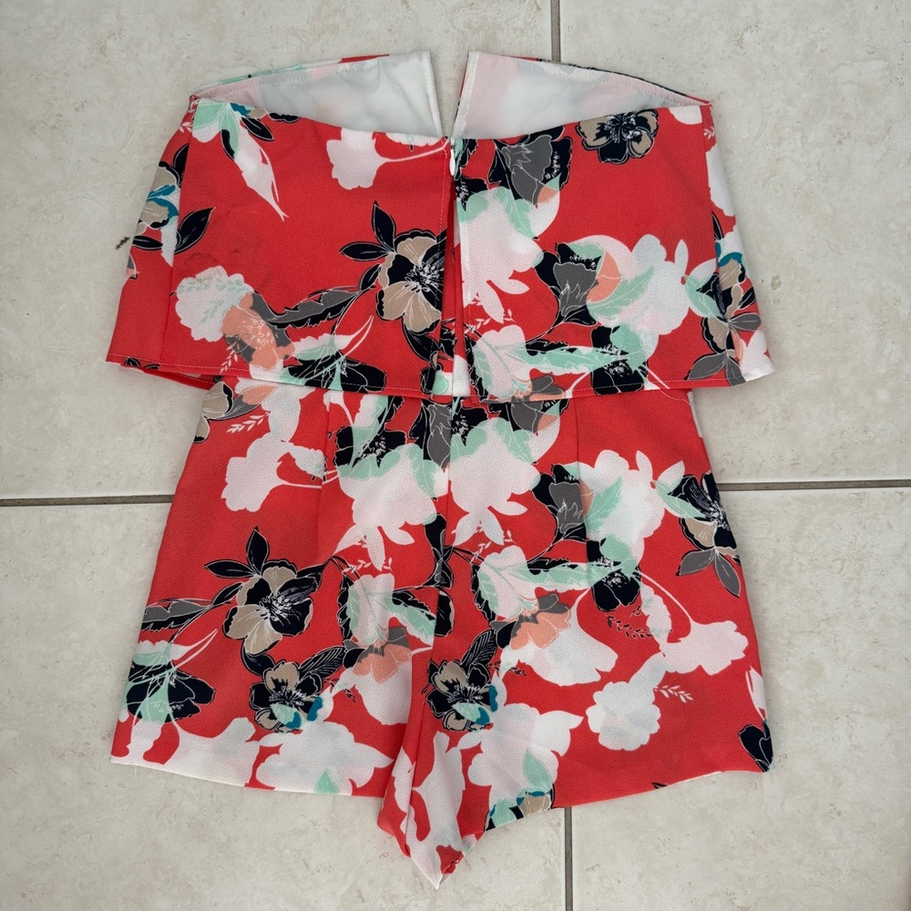 Aqua By Bloomingdales Floral Strapless Romper - Size Small View 2
